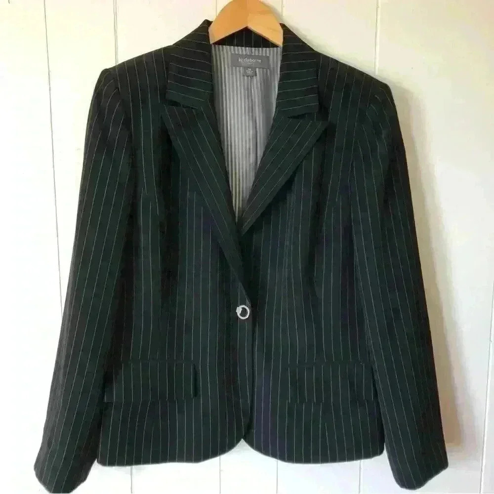 Liz Claiborne Striped Polyester Blazer Size 14